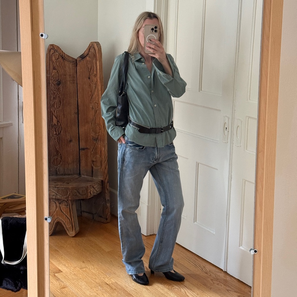 Oversized Sage Green Button-Up Shirt